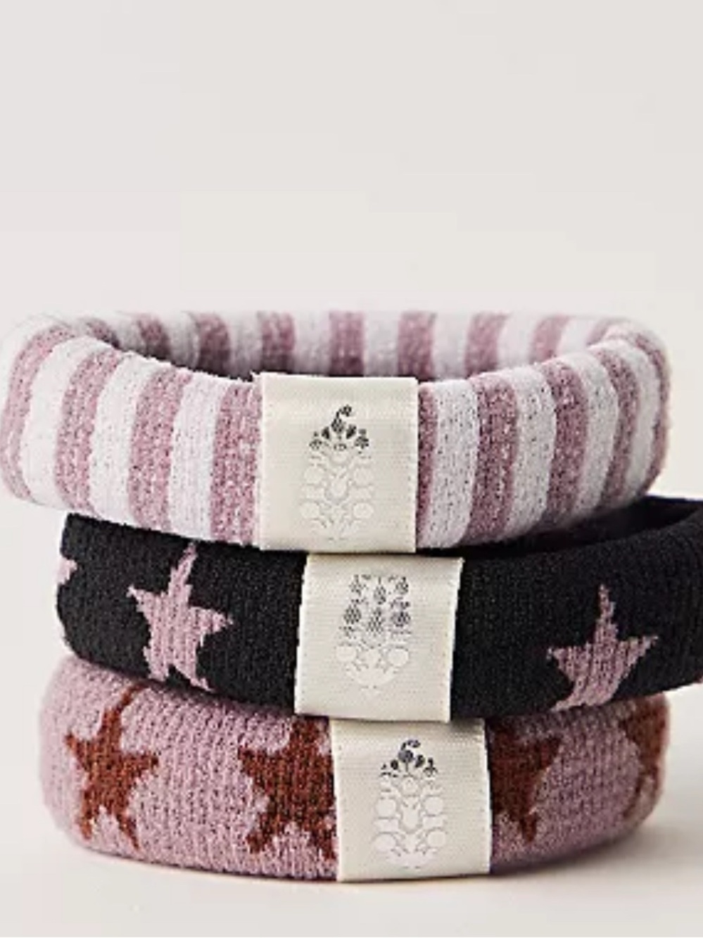 NWT FP Movement We Move Hair Tie Pack Set of 3, mixed stars & stripes patterns - Picture 2 of 2